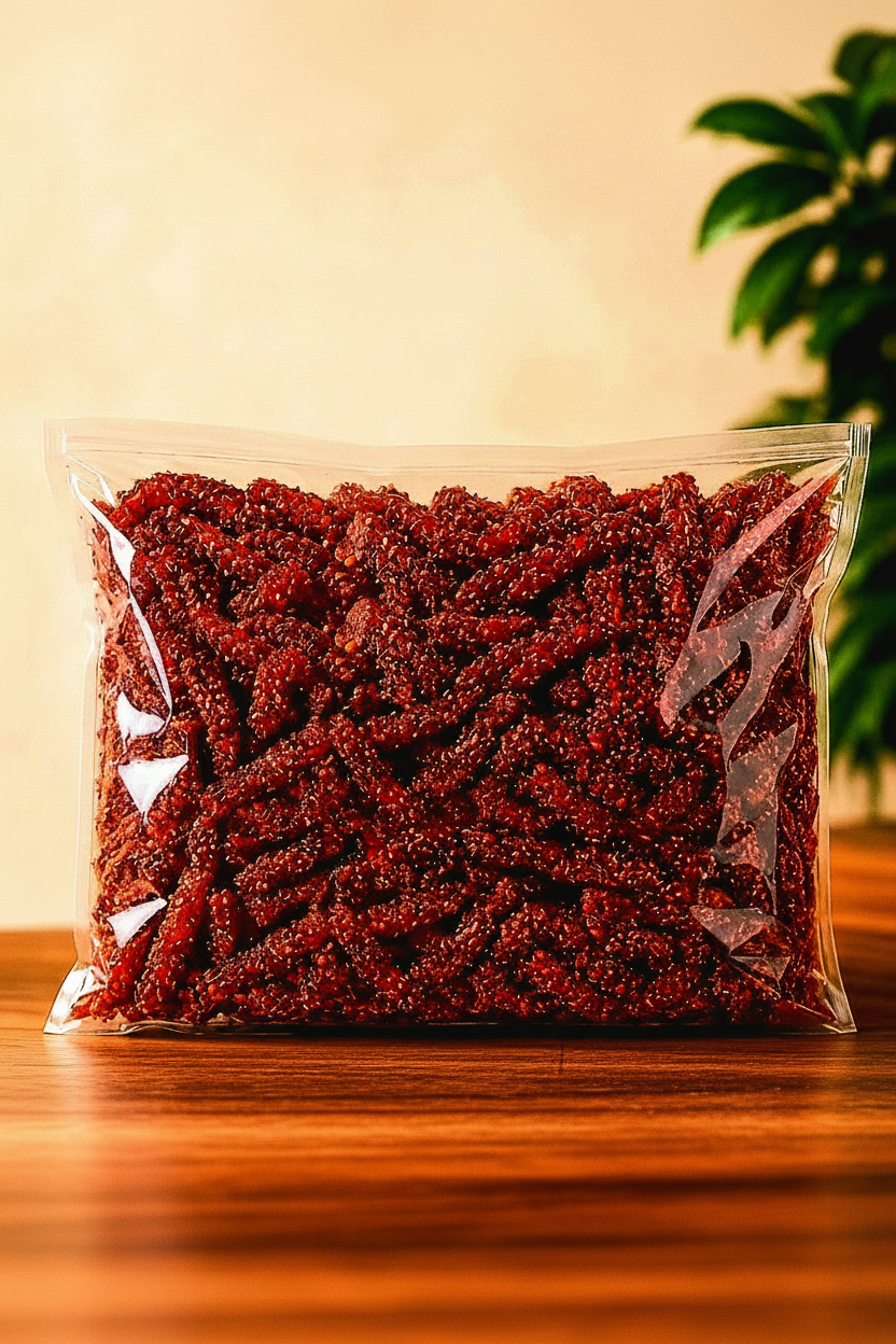 Tiras de fresa deshidratada con chile