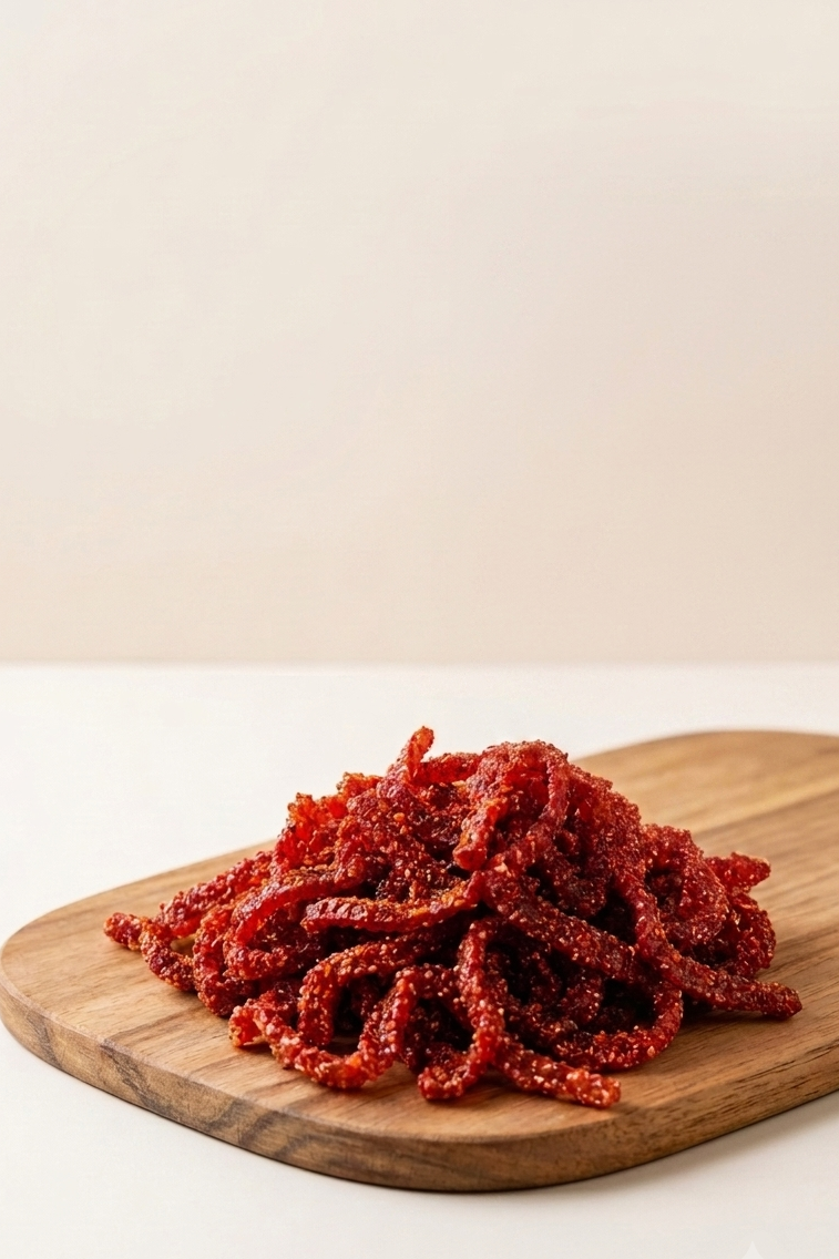 Tiras de fresa deshidratada con chile